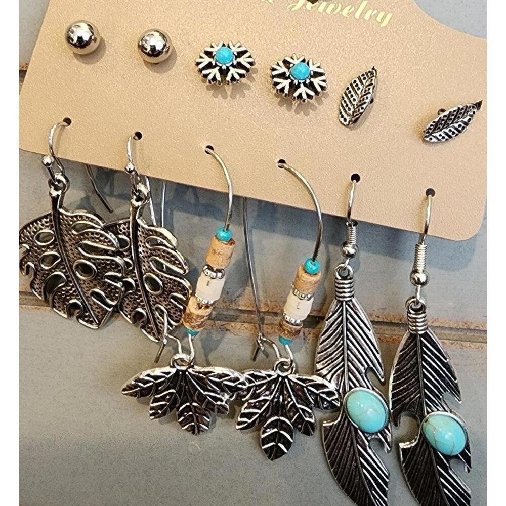 Earrings 6 pairs turquoise boho